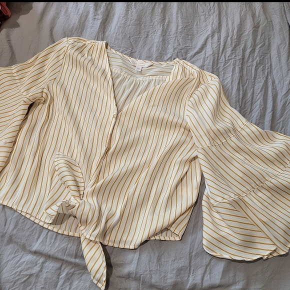 TRENDY, Silky Top Lot OF 2, Gold & Cream Striped Lot of 2 Womens SZ XS - Picture 2 of 12